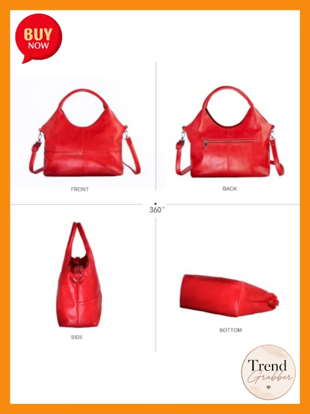 Women's Vegan Leather Satchel Hobo Bag with Adjustable Shoulder Strap,